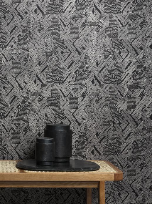 Geometric Wallpaper Wallpaper Darius black Room View