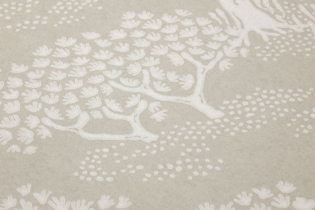 Papier peint de forêts et d’arbre Papier peint Woodland beige gris Vue détail