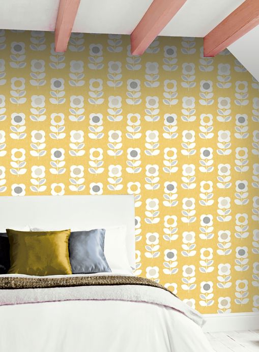 Grey Wallpaper Wallpaper Catania gorze yellow Room View