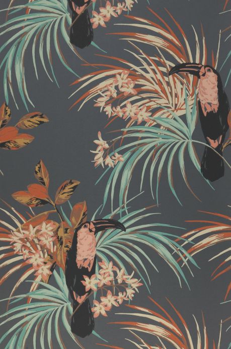 Animal Wallpaper Wallpaper Toucan Jungle dark grey Roll Width