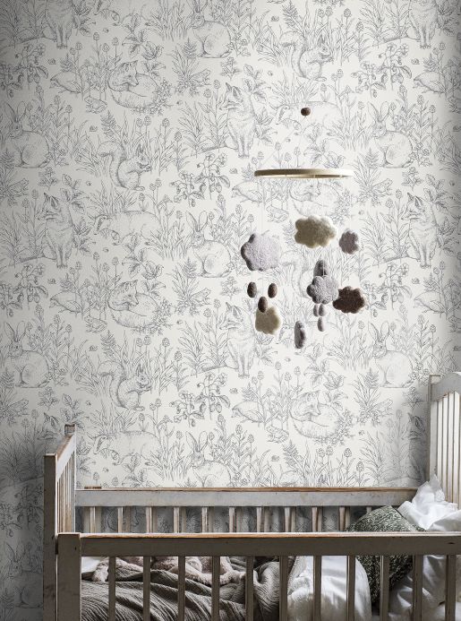 Modern Wallpaper Wallpaper Sumi grey white Room View