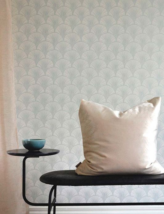 Geometric Wallpaper Wallpaper Nippon light grey shimmer Room View