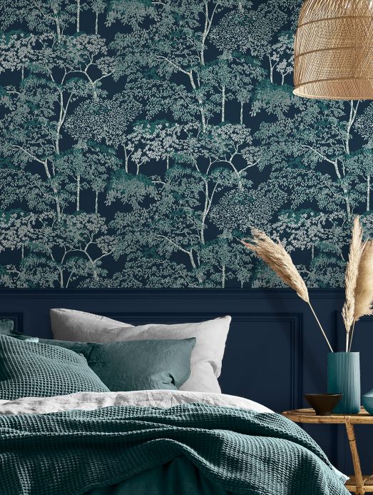 Forest and Tree Wallpaper Wallpaper Arboleda grey blue Room View