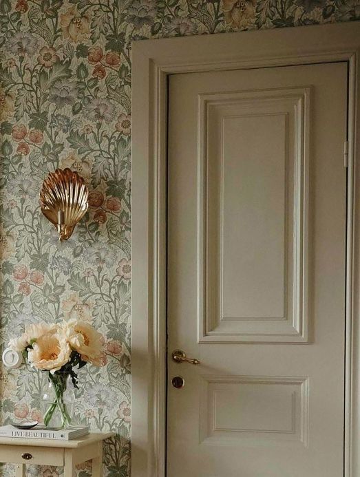 Floral Wallpaper Wall mural Sigrid pale green Room View