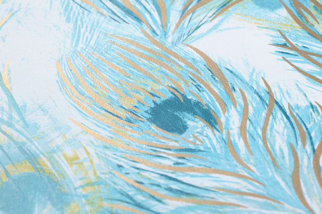 Papier peint moderne Papier peint Noelia turquoise menthe Vue détail
