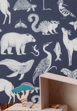 Wallpaper Animal grey blue Room View