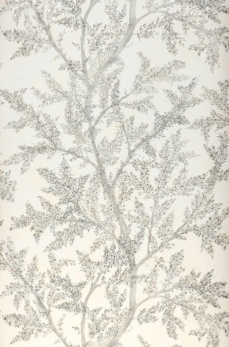Papel de parede botânico Papel de parede Nirina tons de cinza Largura do rolo