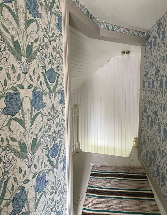 Art Nouveau Wallpaper Wallpaper Anita mint turquoise Room View