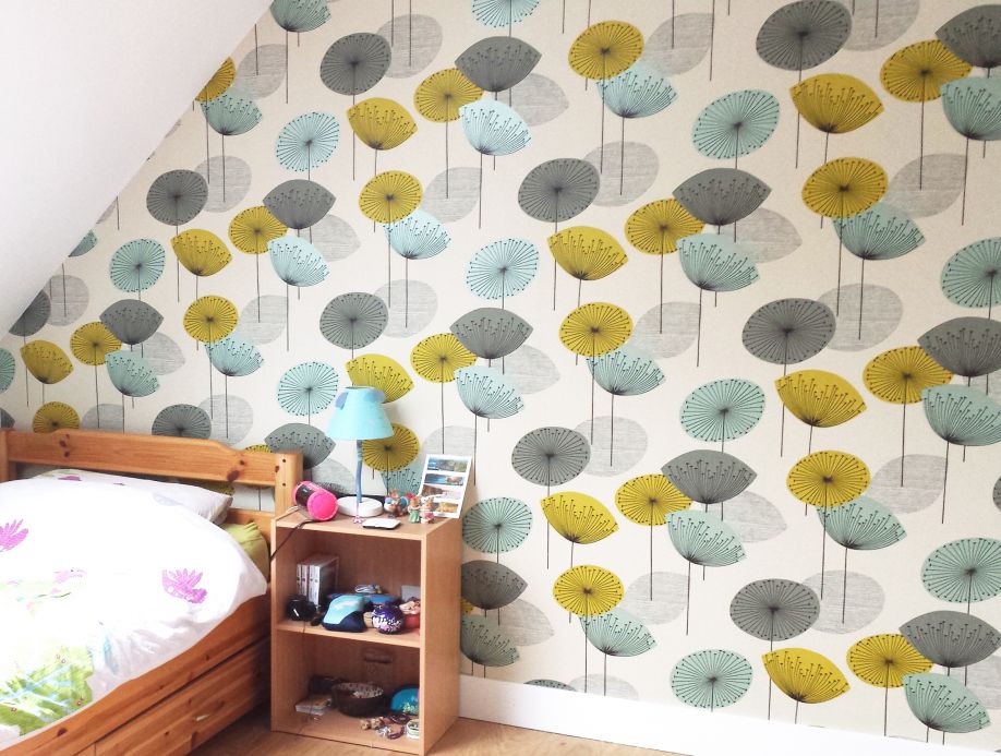 Paper-based Wallpaper Wallpaper Dana turquoise lustre Room View