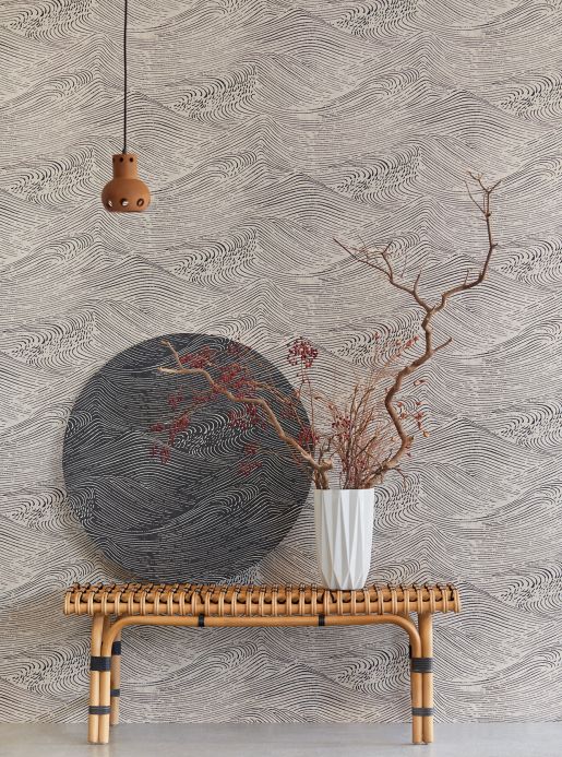 Material Wallpaper Ulevan pebble grey shimmer Room View