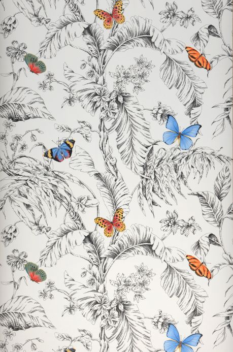 Papier peint avec des papillons Papier peint Henrika blanc Largeur de lé