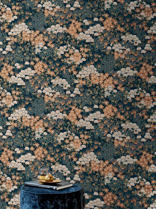 Oriental Wallpaper Wallpaper Pondichery orange brown Room View