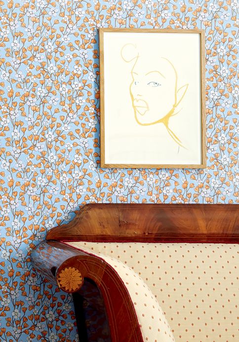 Floral Wallpaper Wallpaper Videnna orange brown Room View