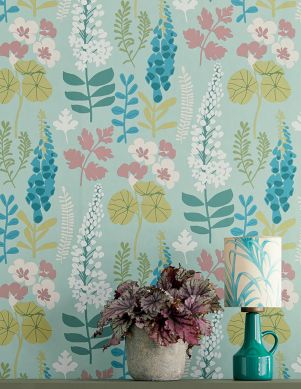 Wallpaper Luzie mint turquoise Room View