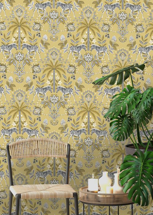 Floral Wallpaper Wallpaper Fento light yellow Room View