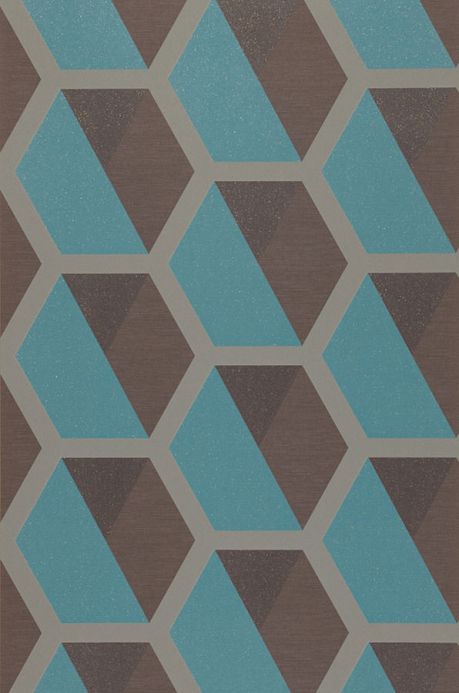 Papier peint géométrique Papier peint Hirolanit turquoise pailleté Largeur de lé