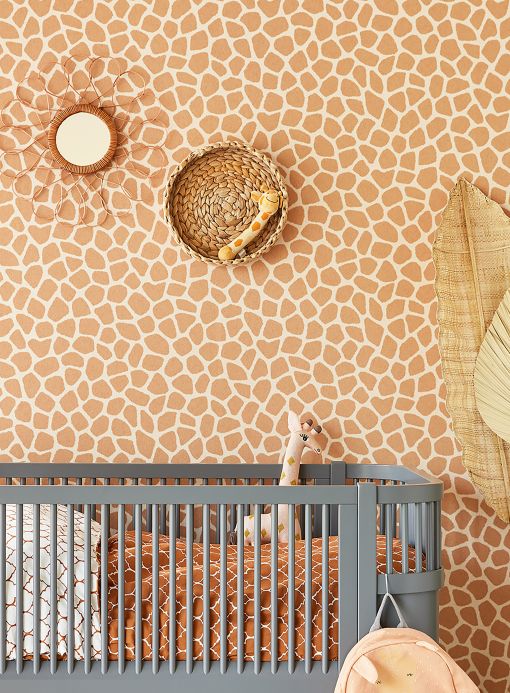 Orange Wallpaper Wallpaper Giraffe Coat terracotta Room View