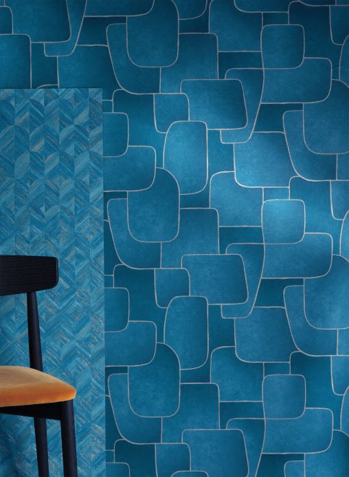 Geometric Wallpaper Wallpaper Salix ocean blue Room View