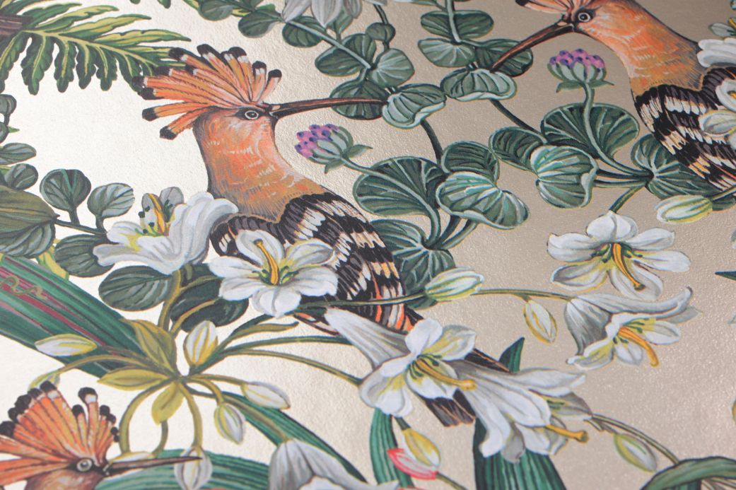 Papier peint avec des oiseaux Papier peint Balabina beige nacré Vue détail