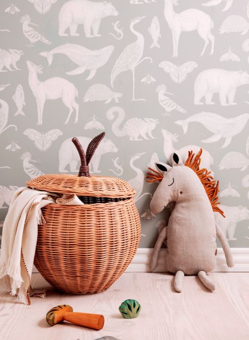 Animal Wallpaper Wallpaper Animal mint grey Room View