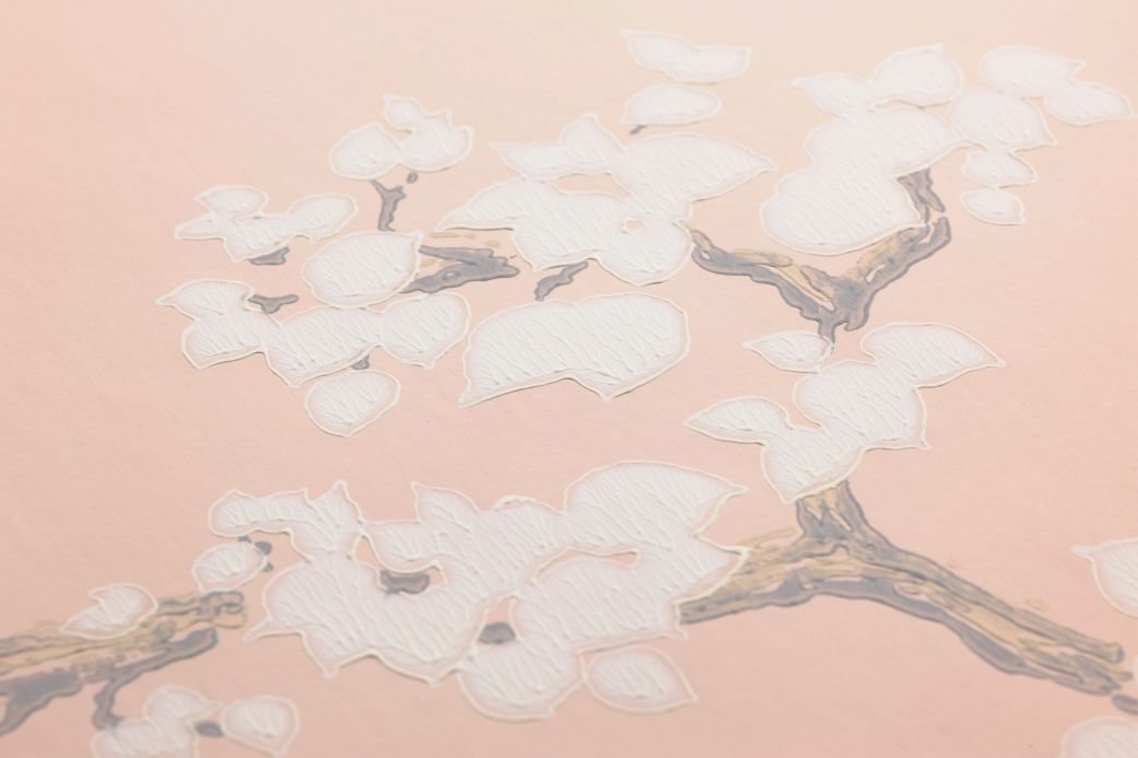 Carta da parati in stile orientale Carta da parati Sakura rosa pallido Visuale dettaglio
