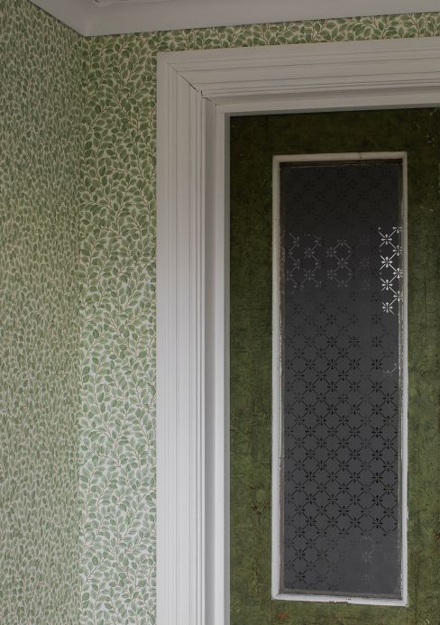 Papel de parede botânico Papel de parede Malva verde pálido Ver ambiente