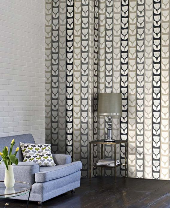 Archiv Wallpaper Ana anthracite grey Room View