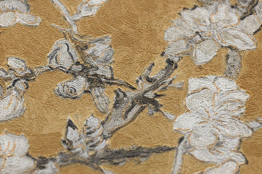 Wallpaper patterns Wallpaper VanGogh Blossom ochre yellow Detail View