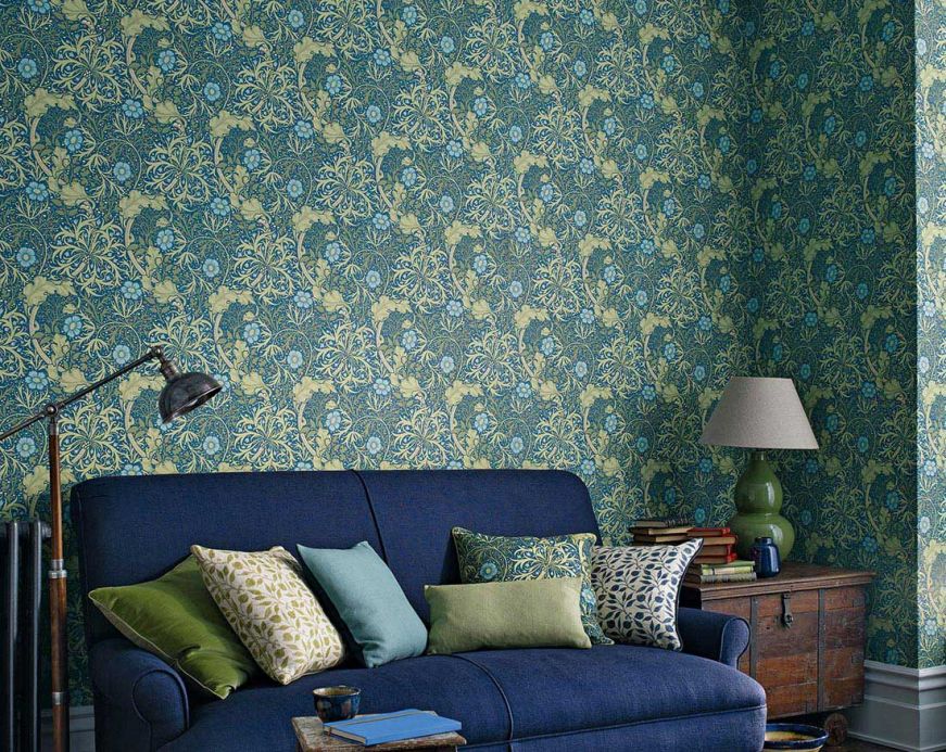 Botanical Wallpaper Wallpaper Caruso water blue Room View