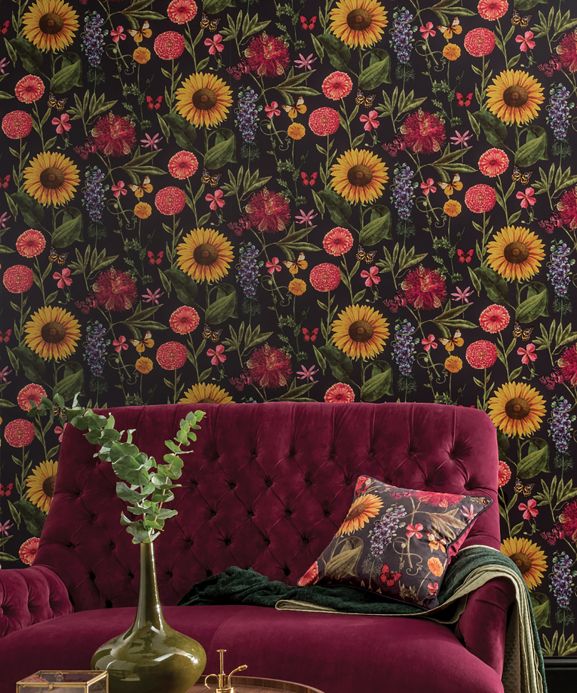 Floral Wallpaper Wallpaper Filomena red Room View