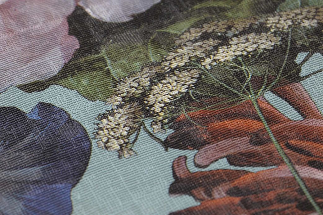 Florale Tapeten Tapete Doriana Pastelltürkis Detailansicht