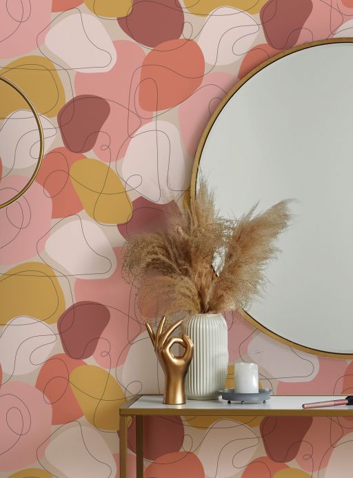 Geometric Wallpaper Wallpaper Woodstock shades of red Room View