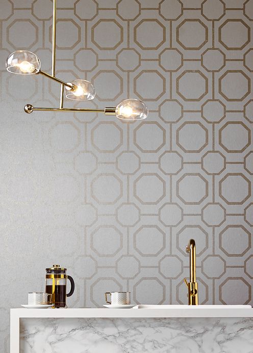 Geometric Wallpaper Wallpaper Kalea cream Room View