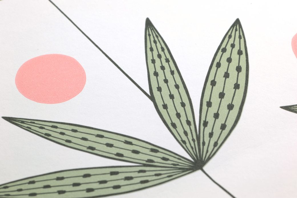 Carta da parati botanica Carta da parati Palm Tree bianco Visuale dettaglio