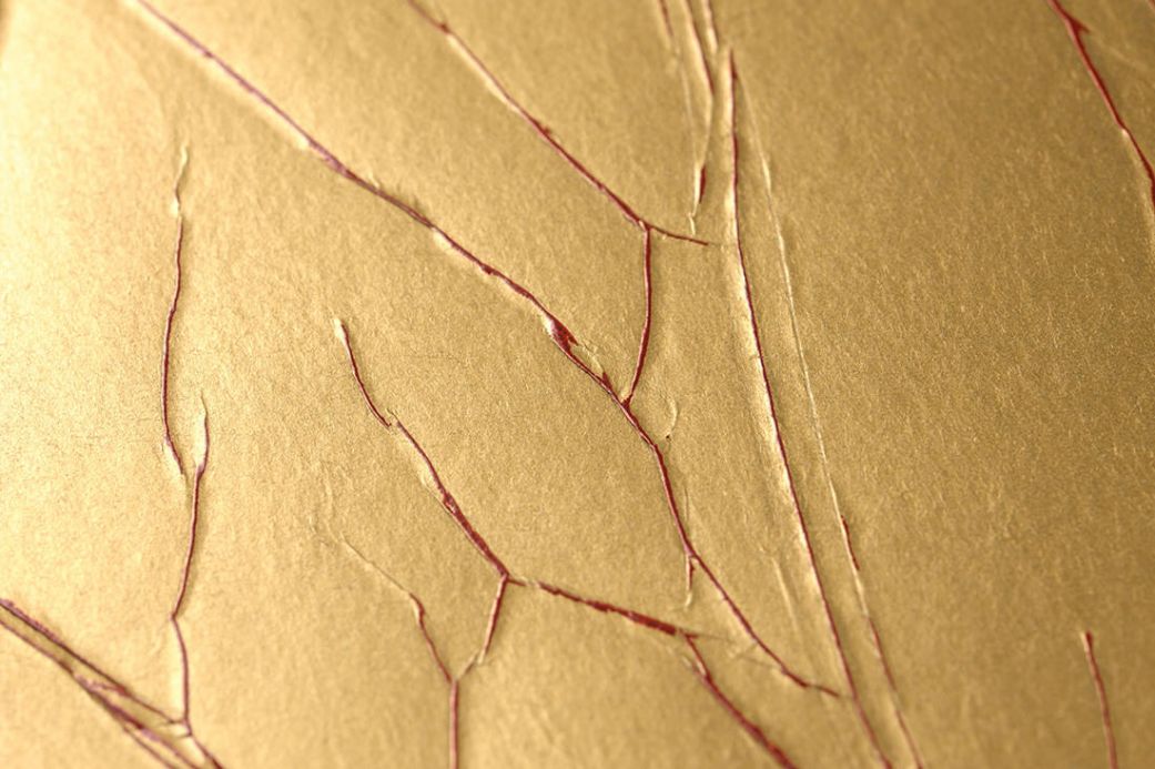 Papier peint effet froissé Papier peint Crush Tree 01 doré Vue détail