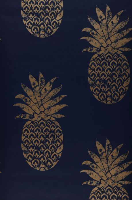 Pièces Papier peint Ananas bleu saphir Largeur de lé