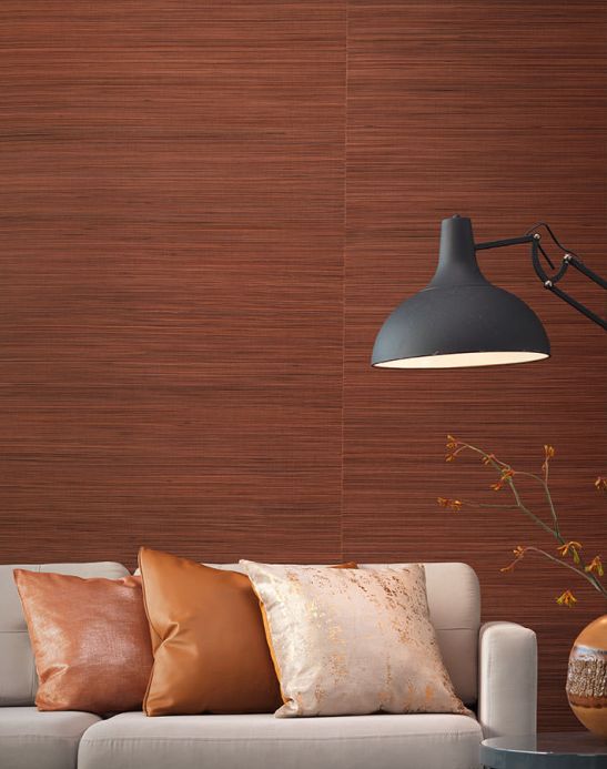 Papel de parede natural Papel de parede Thin Bamboo Strips 01 marrom cobre Ver quarto