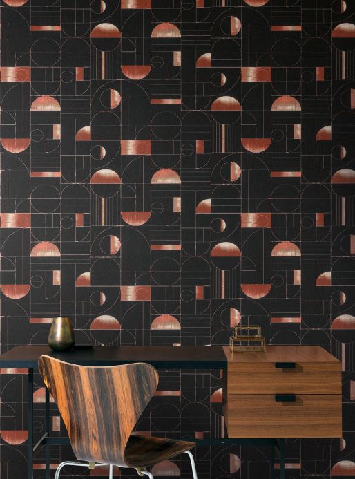 Papel pintado Bauhaus Papel pintado Duran marrón rojizo Ver habitación