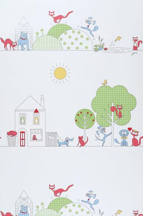 Archiv Wallpaper Cats and Dogs light green Roll Width