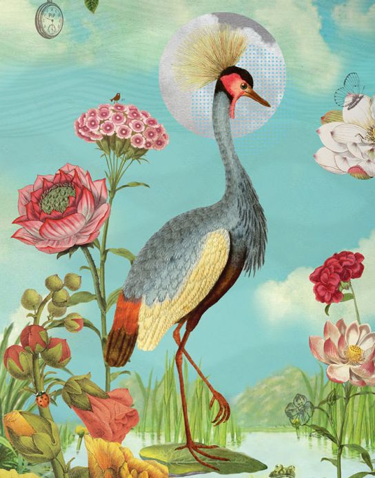 Papier peint avec des animaux Photo murale Blomma multicolore Vue détail