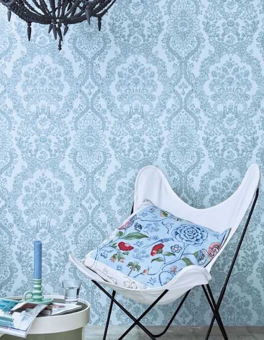 Wallpaper Wallpaper Nuria pastel blue Room View