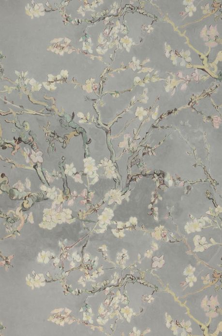 Papier peint avec des motifs de Van Gogh Papier peint VanGogh Blossom gris agate Largeur de lé