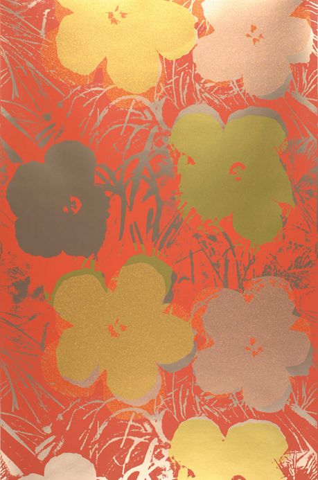 Papier peint de Flavor Paper Papier peint Andy Warhol - Flowers orange saumon Largeur de lé