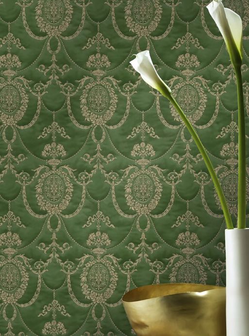Papel de parede clássico Papel de parede Rabia verde esmeralda Ver quarto