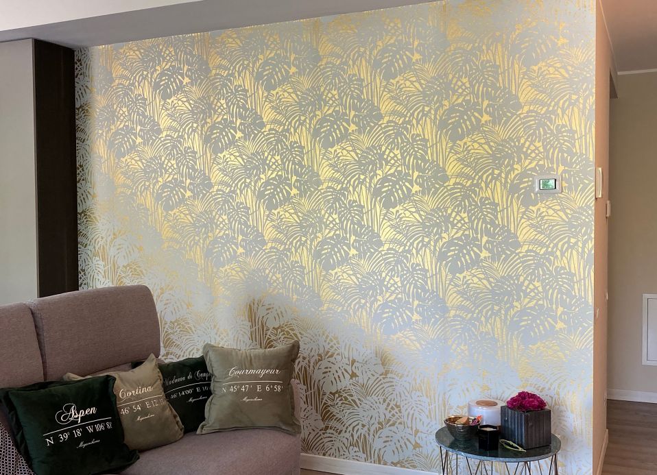 Papel de parede branco Papel de parede Persephone ouro Ver ambiente