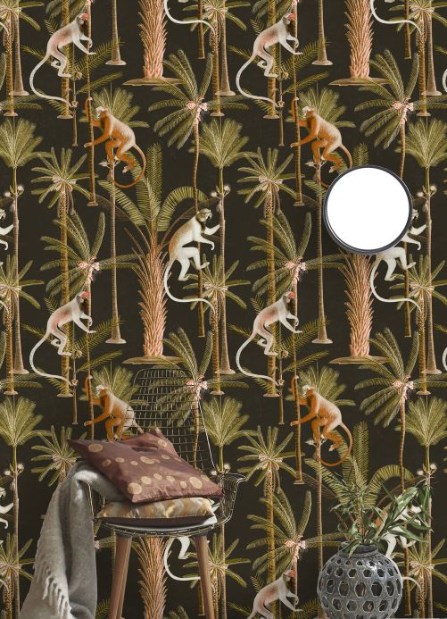 Monkey Wallpaper Wall mural Barbados anthracite Room View