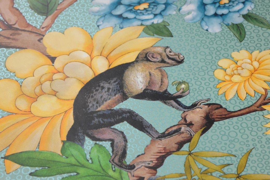 Monkey Wallpaper Wallpaper Savana turquoise Detail View