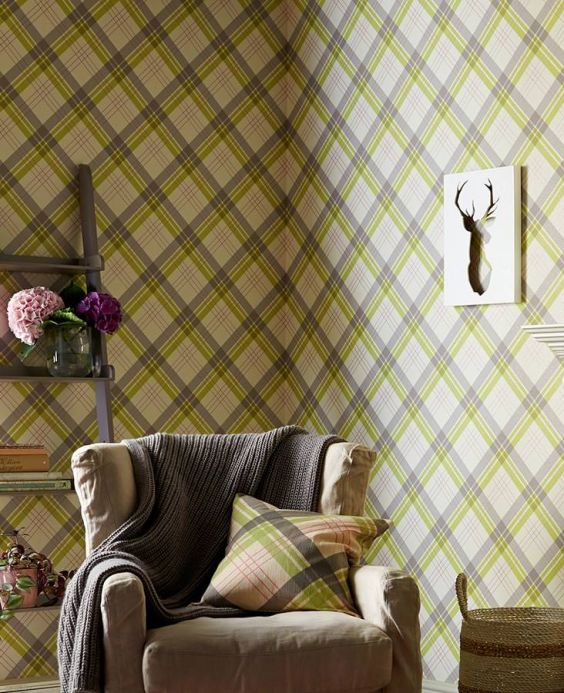 Archiv Wallpaper Arristo light yellow green Room View