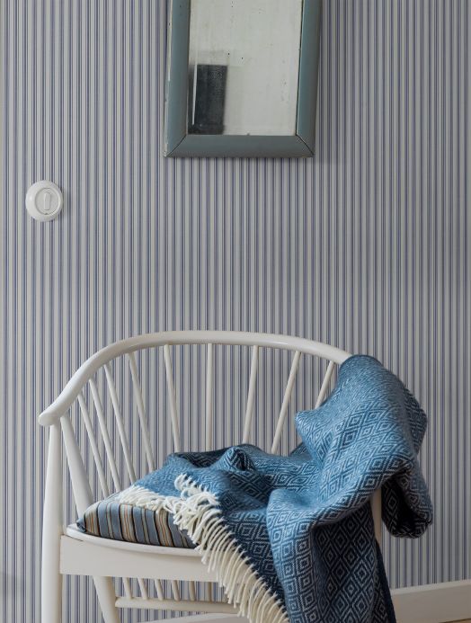 Striped Wallpaper Wallpaper Delane grey blue Room View