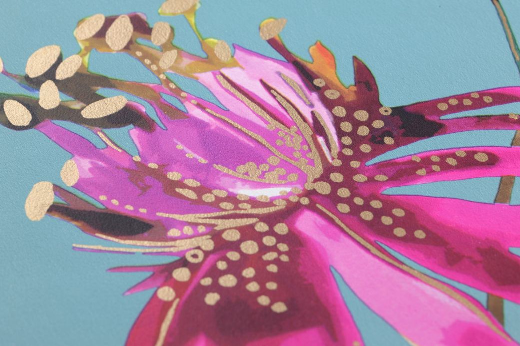 Papel pintado floral Papel pintado Candice turquesa pastel Ver detalle